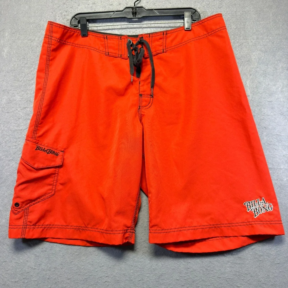 Billabong Mens Orange Board Shorts Size 38 Cargo Pocket Swim Trunks M124YBOA